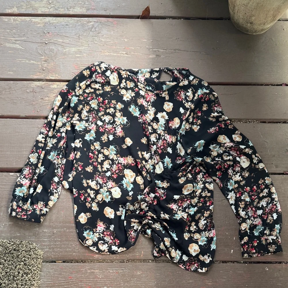 Halogen Black Floral Blouse - Picture 1 of 1